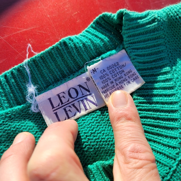 Vintage 90s women's pullover sweater golf leon Levin green sweater size medium - Picture 5 of 12